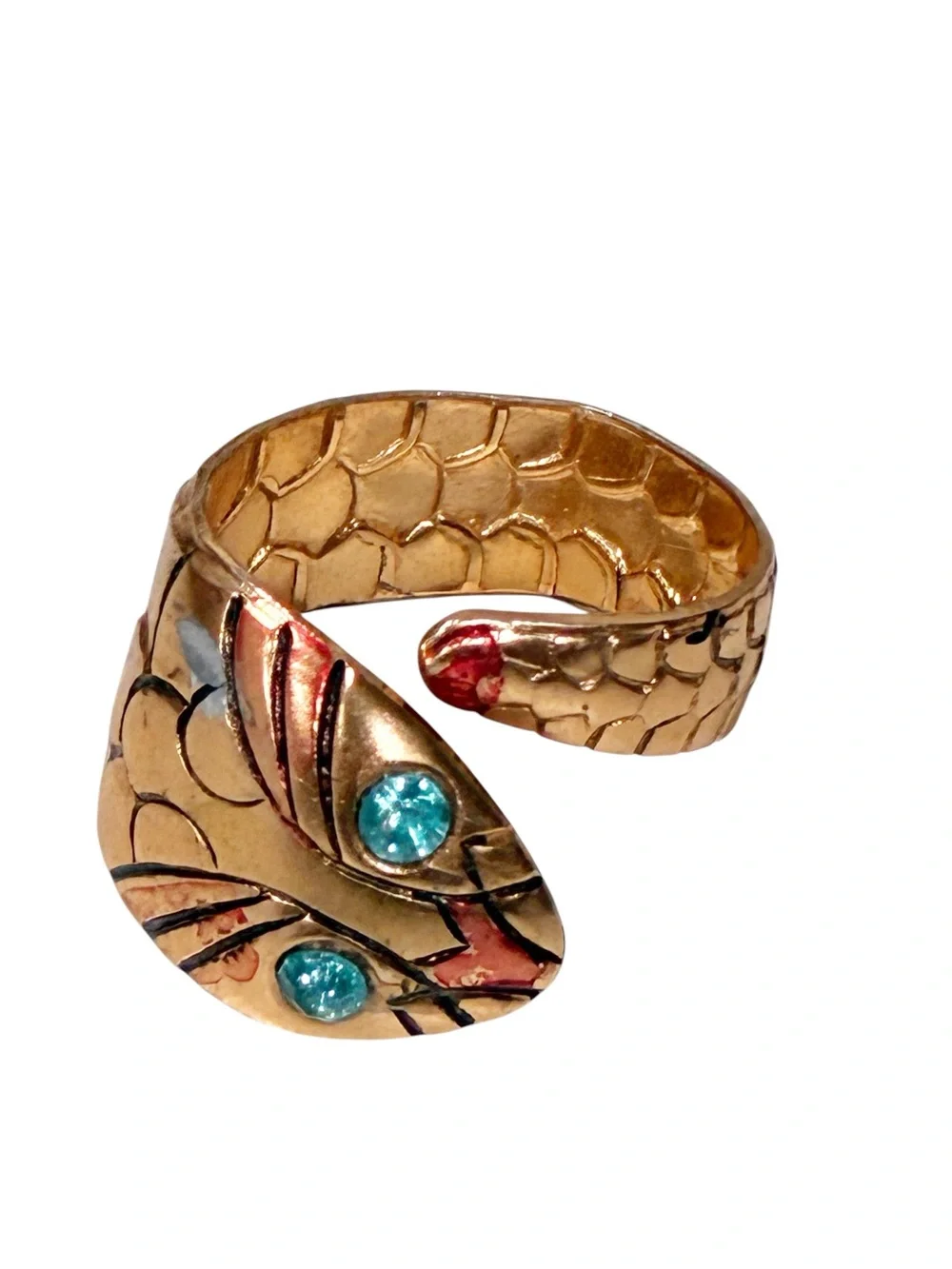 Adjustable Gold Tone Thin Metal Snake Accent Ring Jewelry